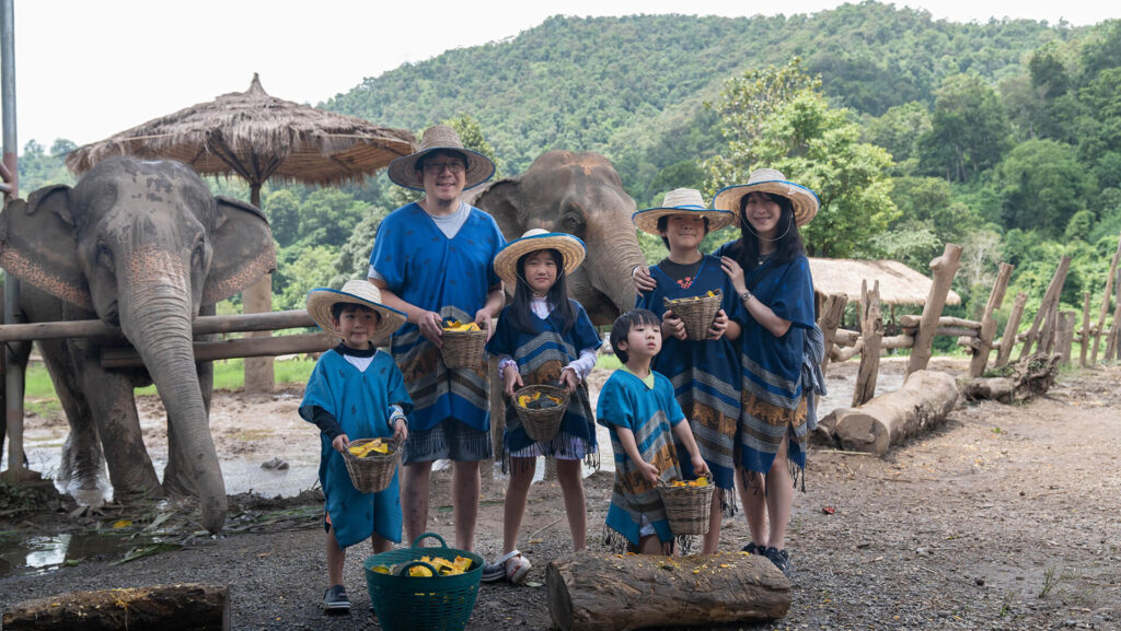 半日晨间行程 Family with elephant